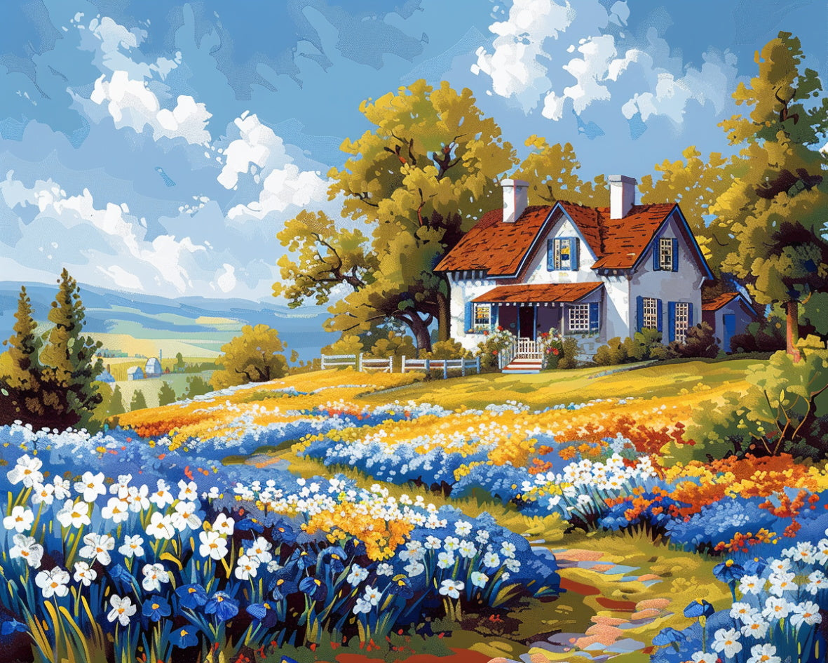 Countryside Bloom Cottage – Paint by Numbers Kit