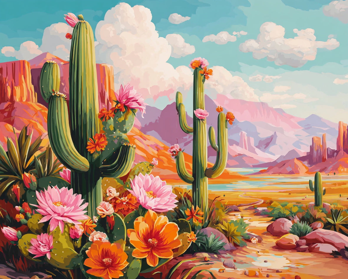 Desert Bloom Oasis – Paint by Numbers Kit
