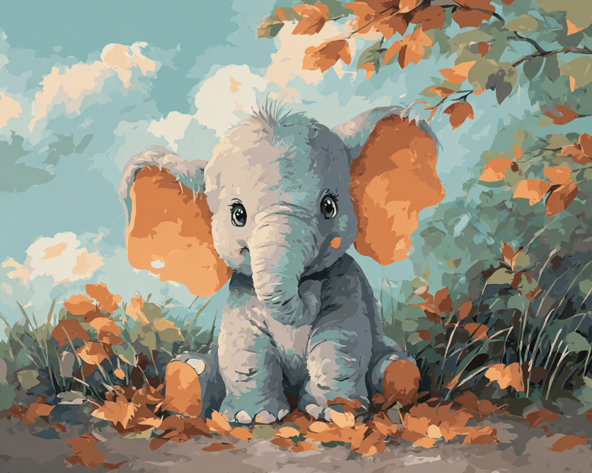 Autumn Baby Elephant – Paint by Numbers Kit