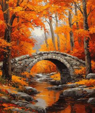 Autumn Bridge Retreat – Paint by Numbers Kit
