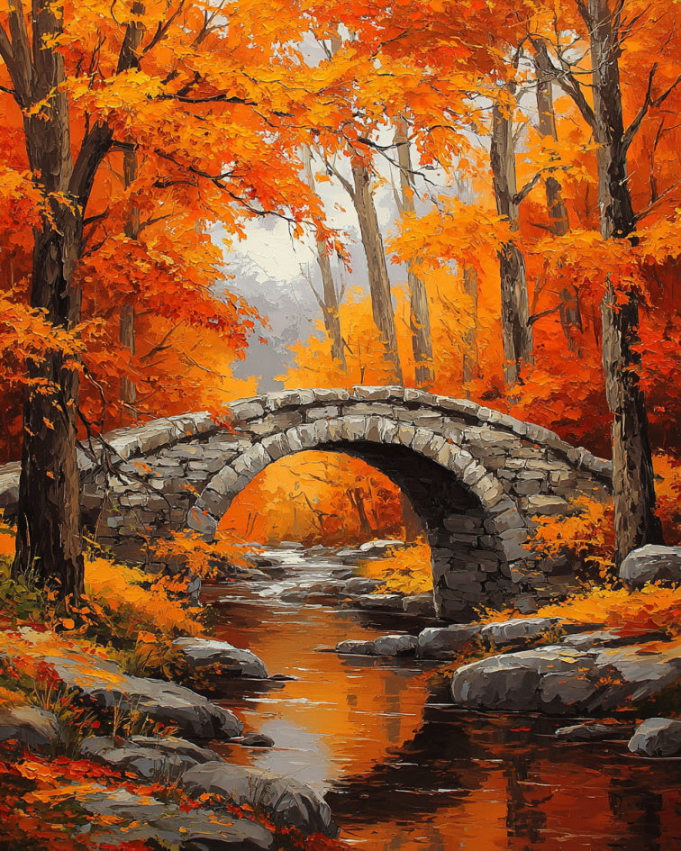 Autumn Bridge Retreat – Paint by Numbers Kit