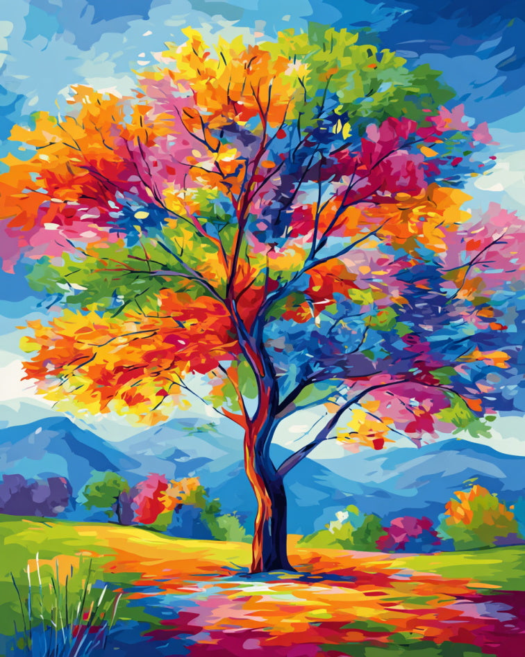Rainbow Blossom Tree – Paint by Numbers Kit