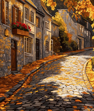 Autumn Cobblestone Street - Paint by Numbers Kit