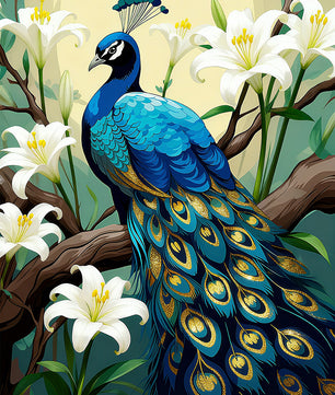 Golden Lily Peacock – Paint by Numbers Kit