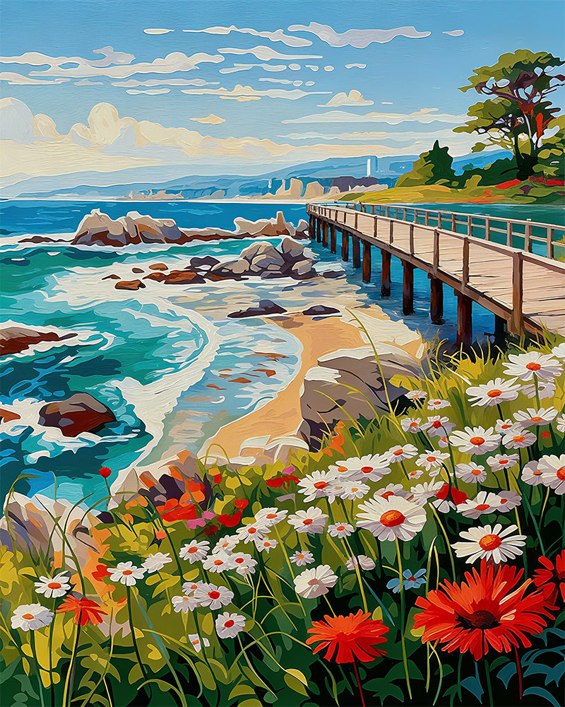 Seaside Wildflower Pier – Paint by Numbers Kit