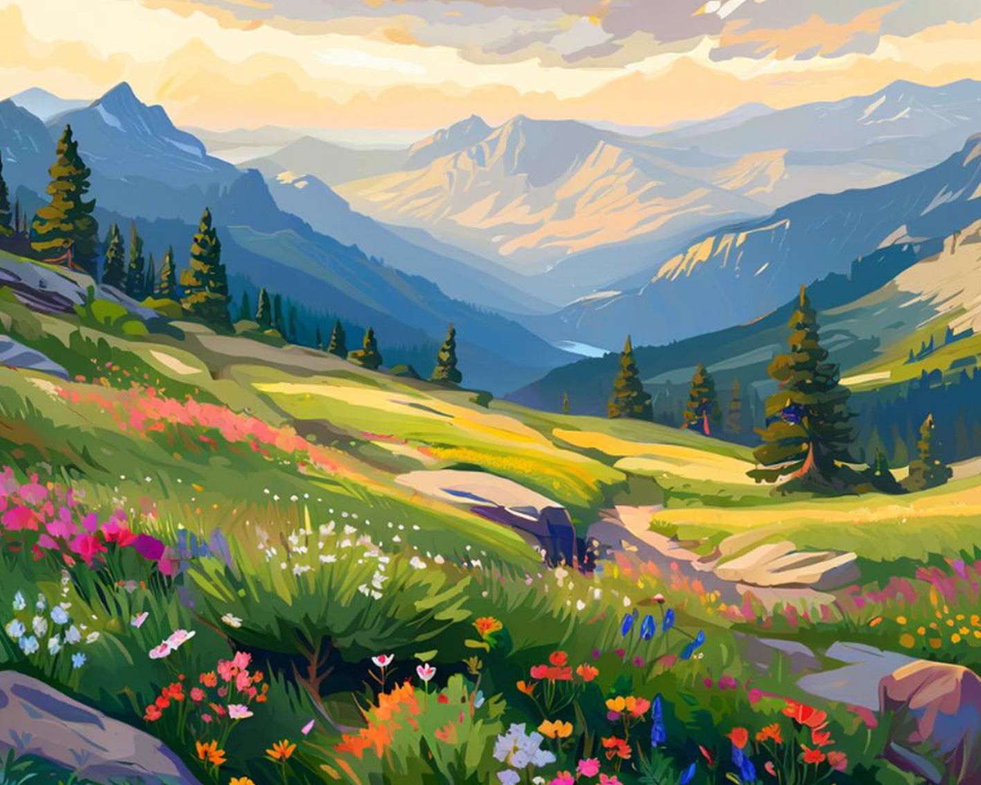 Alpine Meadow Glow – Paint by Numbers Kit