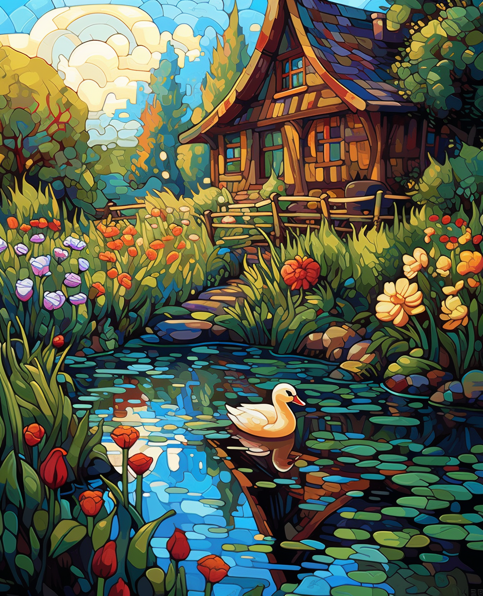 Cottage Pond Garden - Paint by Numbers Kit