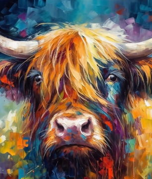 Vibrant Highland Cow – Paint by Numbers Kit
