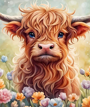 Floral Highland Cow - Paint by Numbers Kit