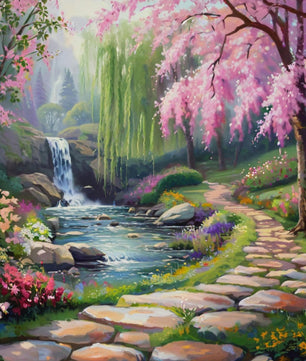 Blossom Waterfall Garden - Paint by Numbers Kit