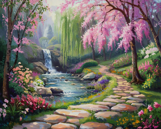 Blossom Waterfall Garden - Paint by Numbers Kit
