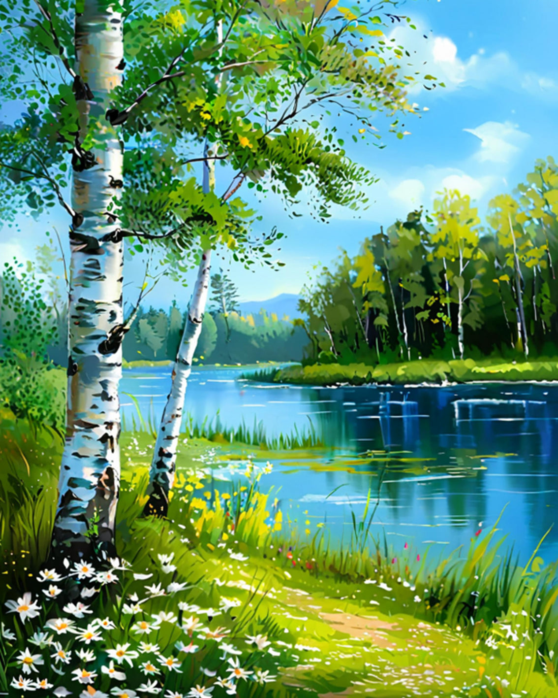 Birch Lakeside Escape – Paint by Numbers Kit