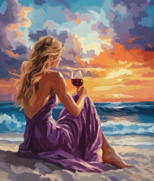 Beach Sunset Wine - Paint by Numbers Kit