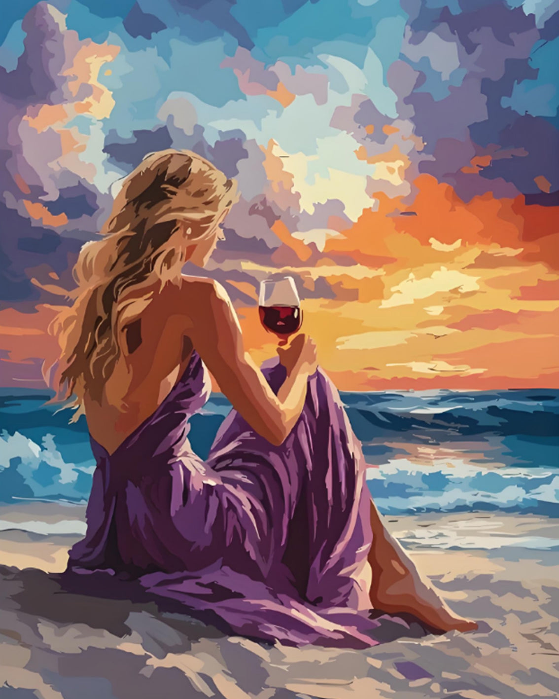 Beach Sunset Wine - Paint by Numbers Kit