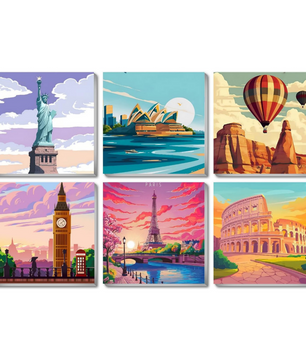 Global Wonders - 6 Pack Paint by Numbers Kit