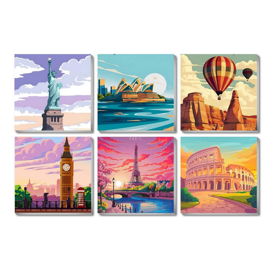 Global Wonders - 6 Pack Paint by Numbers Kit