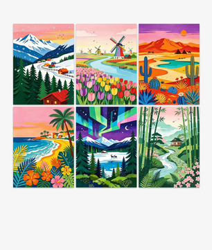 Colourful Escape - 6 Pack Paint by Numbers Kit
