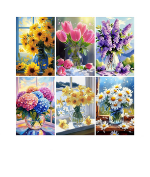 Flower Window Club - 6 Pack Paint by Numbers Kit