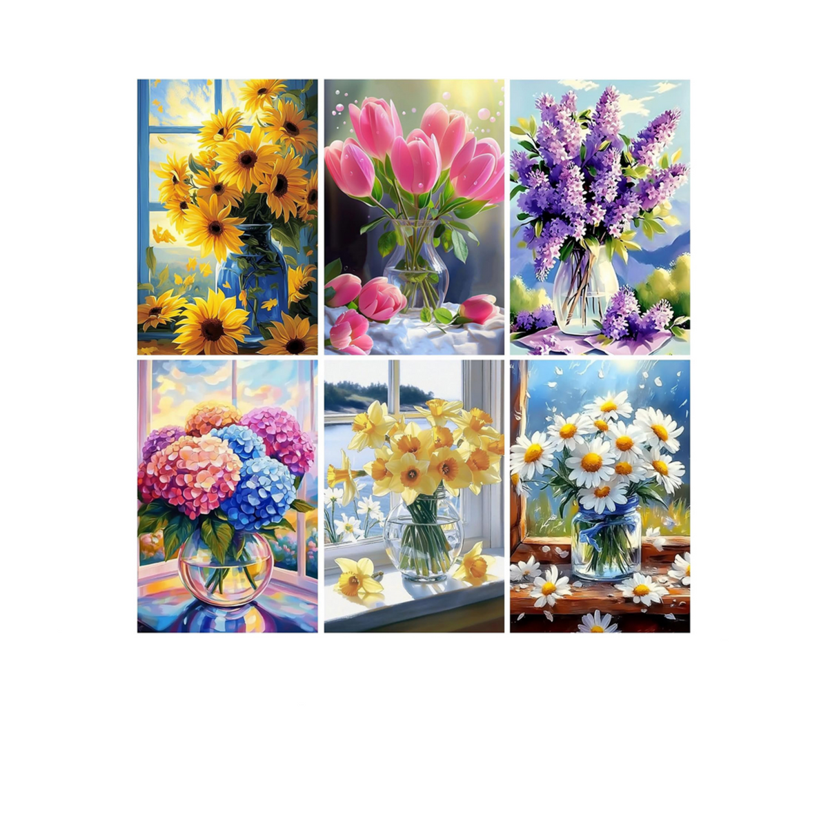 Flower Window Club - 6 Pack Paint by Numbers Kit