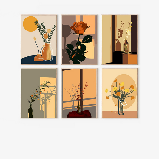 Fresh Flower Bouquets - 6 Pack Paint by Numbers Kit