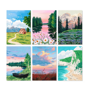 Dreamy Scenic Escape - 6 Pack Paint by Numbers Kit