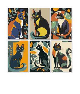 Modern Cat Club - 6 Pack Paint by Numbers Kit