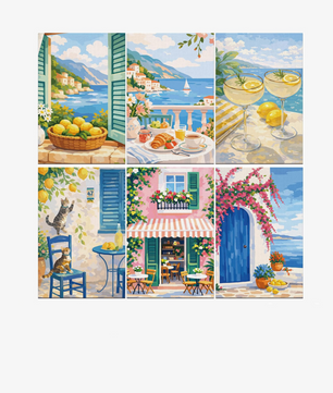 Mediterranean Morning - 6 Pack Paint by Numbers Kit