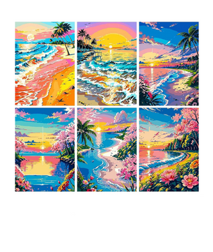Colourful Coastal Sunset - 6 Pack Paint by Numbers Kit