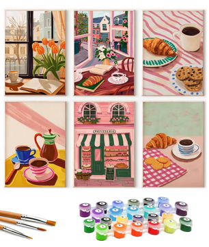 Parisian Cafe Club - 6 Pack Paint by Numbers Kit