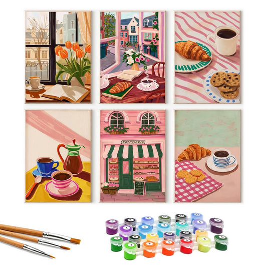 Parisian Cafe Club - 6 Pack Paint by Numbers Kit