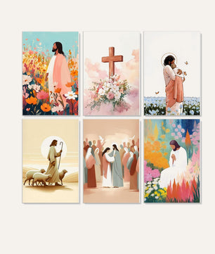 Faith & Flowers 6 pack paint by numbers kit - six faith and floral designs on six 15x20cm canvases